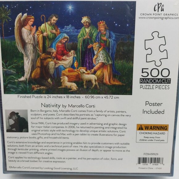 Jigsaw  Puzzle 500 Pieces Marcello Corti Nativity Crown Point Graphic NOS - Picture 3 of 4